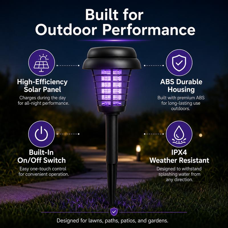 Eco-Friendly - 2-in-1 Flickering Flame - Solar Powered Mosquito Zapper & Garden Stake Light