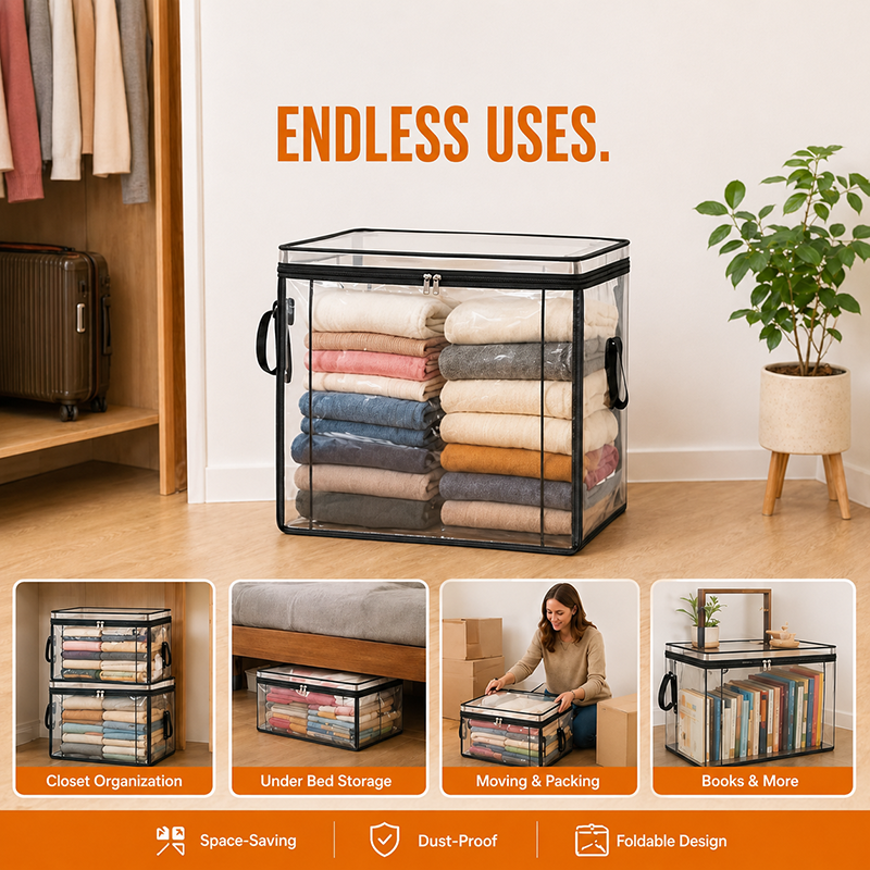 🔥Limited TimePromotion 49% OFF 📦Large Heavy-Duty Thick Plastic Clear Storage Bag for Clothes, Moving & Storage